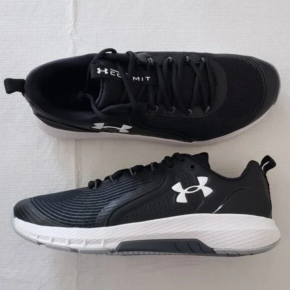 NEW Under Armour Charged Commit TR 3 3023703-001 Men's Black/White Size 9.5 - Picture 1 of 10
